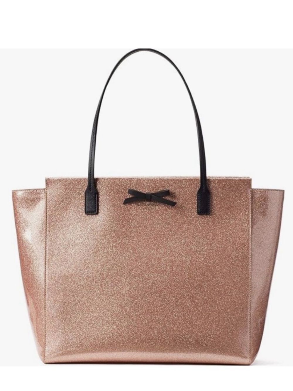 Kate Spade Mavis street Taden rose gold sparkle, top zipper tote.